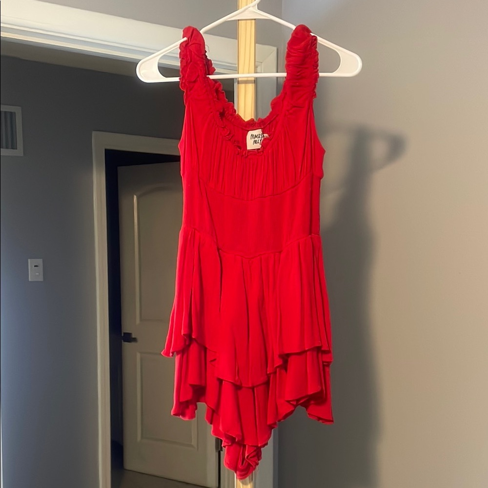 Red Ruffled Layered Dress - Picture 1 of 7